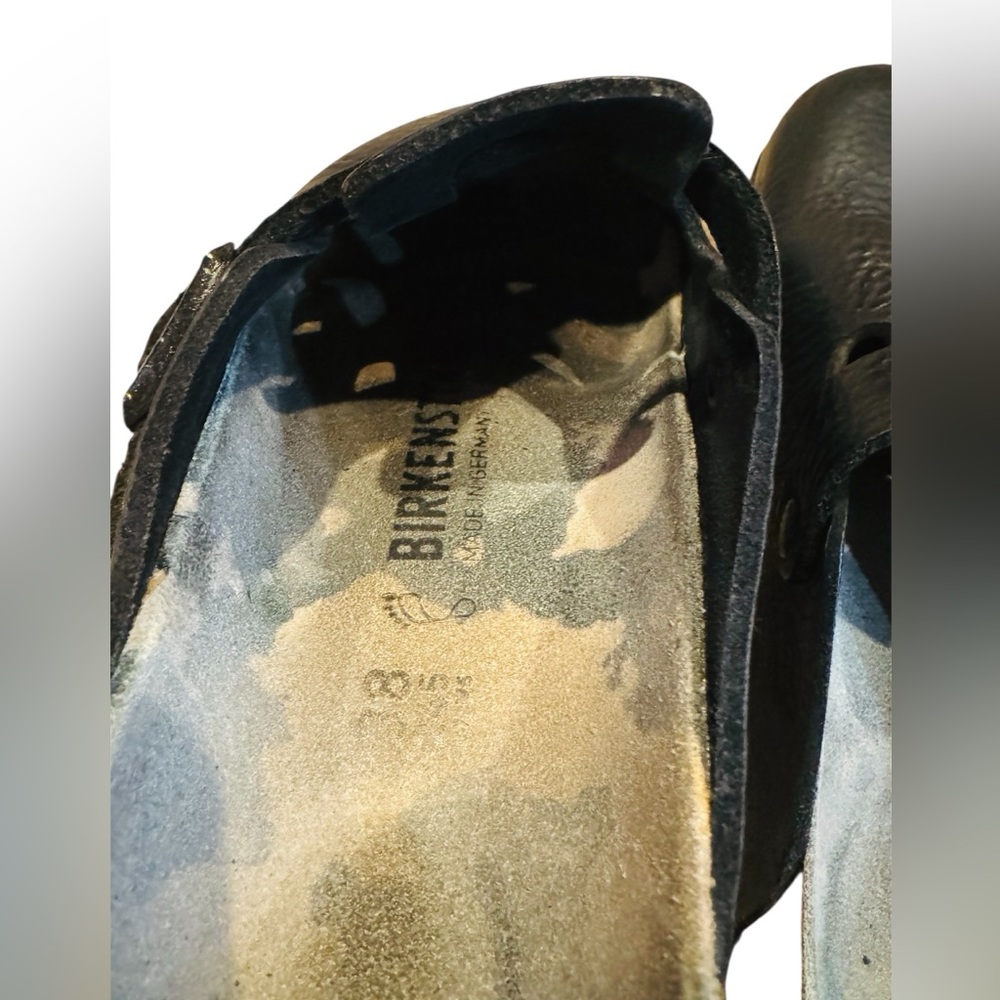 Birkenstock Boston Black Nubuck Pebbled Leather Camo Footbed Reg Width Size 38 - Picture 9 of 11